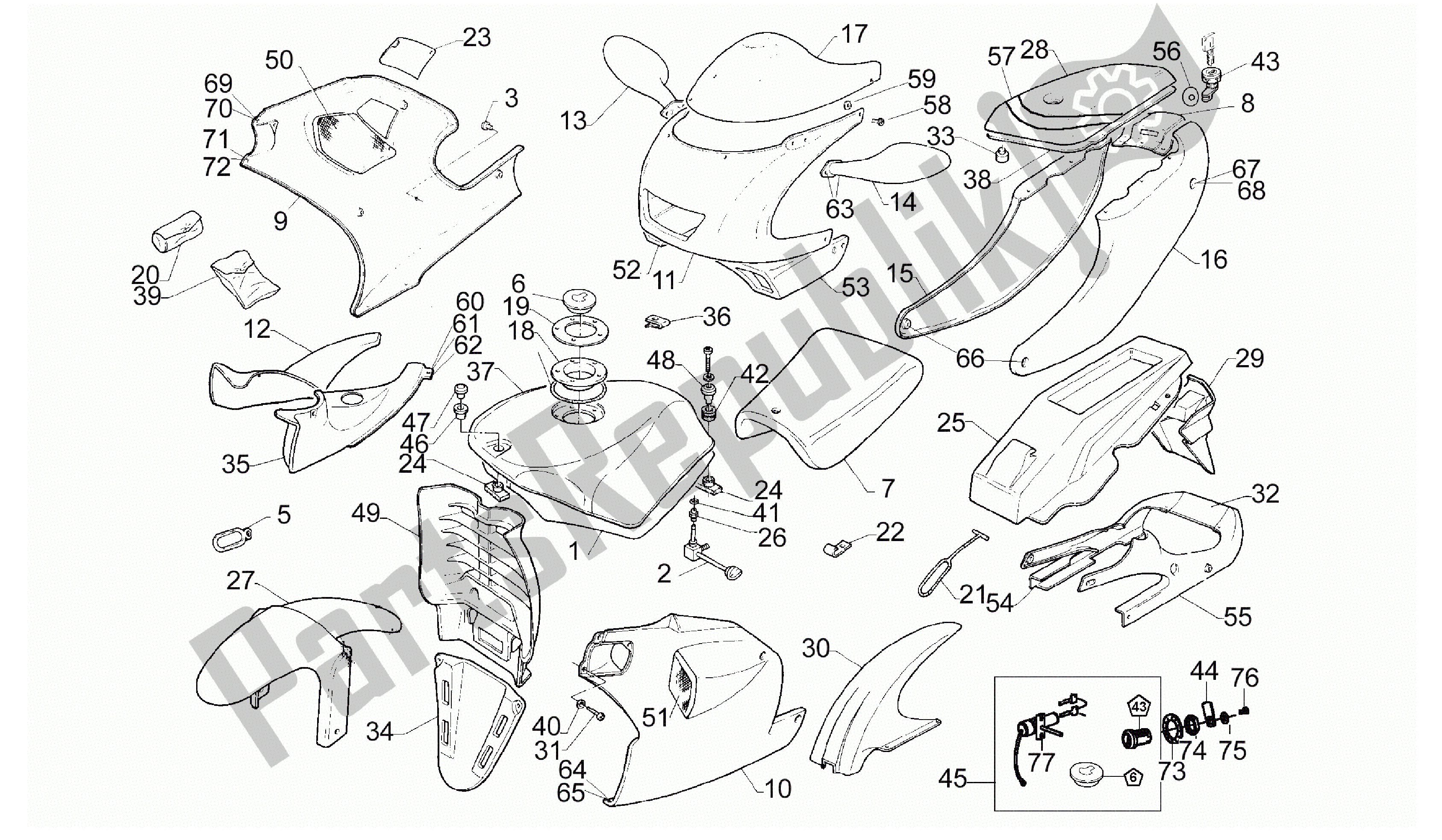 Wszystkie części do Cia? O Aprilia RS 50 1993 - 1995