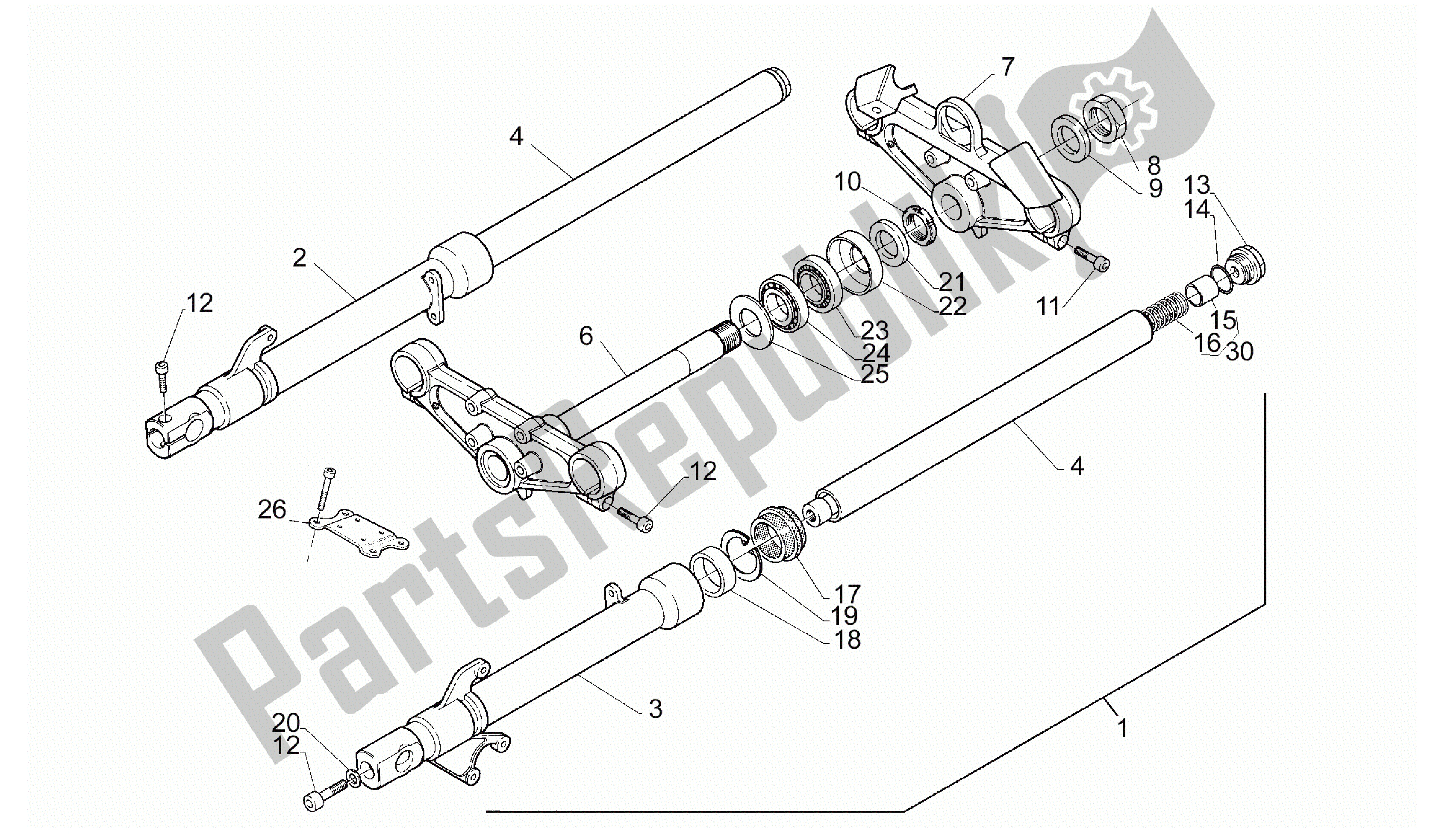 Tutte le parti per il Forcella Anteriore Marzocchi del Aprilia RS 50 1993 - 1995