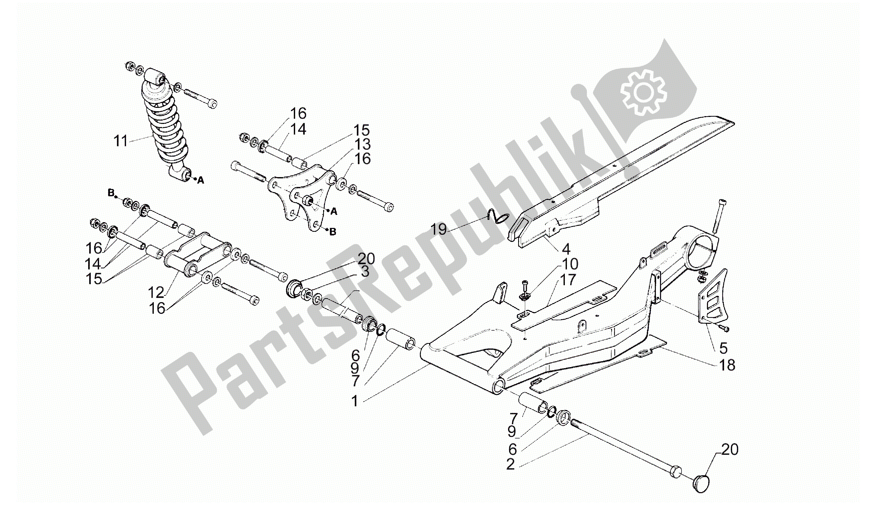 Toutes les pièces pour le Bras Oscillant du Aprilia RS 50 1993 - 1995