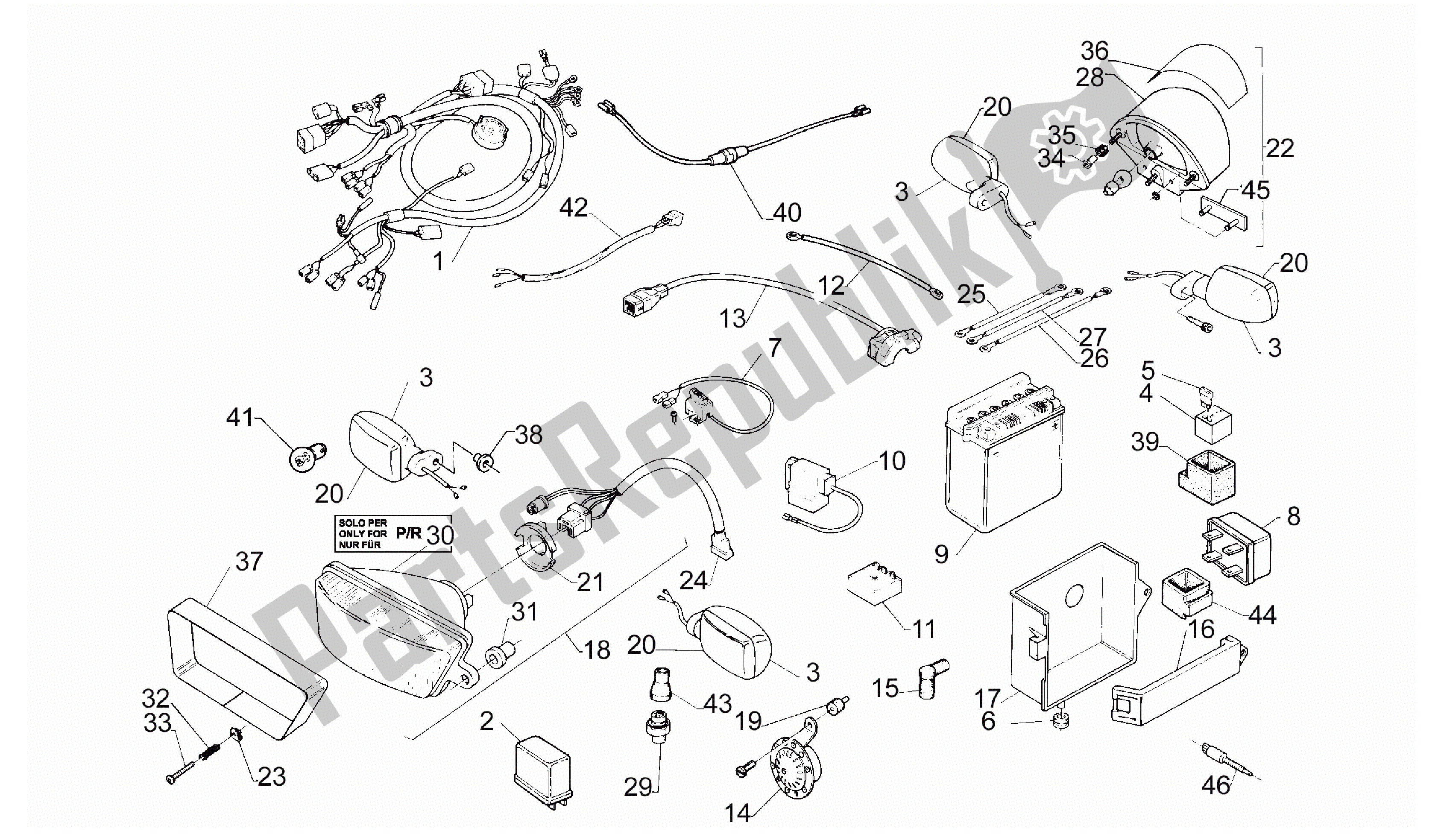 All parts for the Electrical System of the Aprilia RS 50 1993 - 1995
