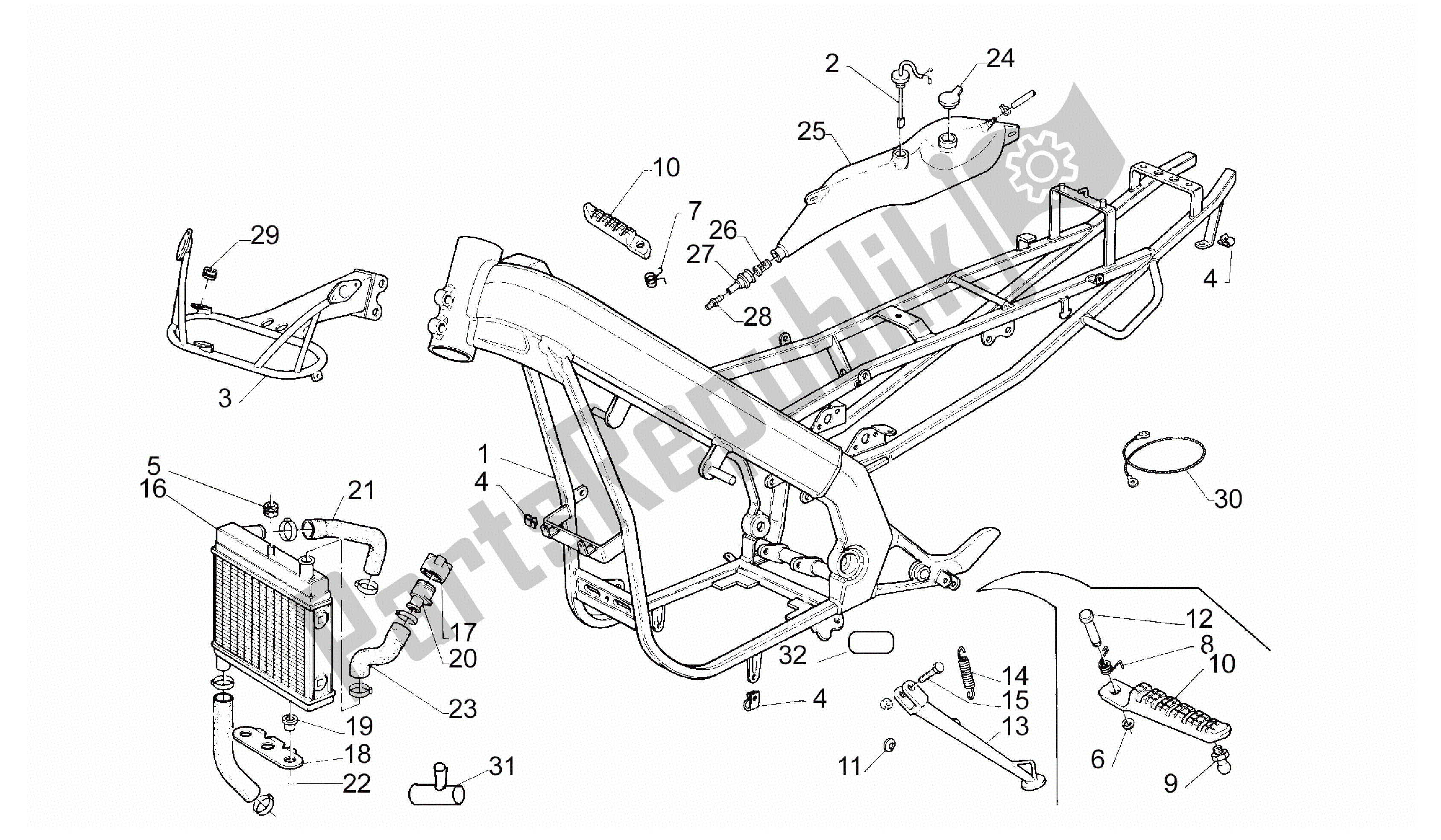 All parts for the Frame of the Aprilia RS 50 1993 - 1995