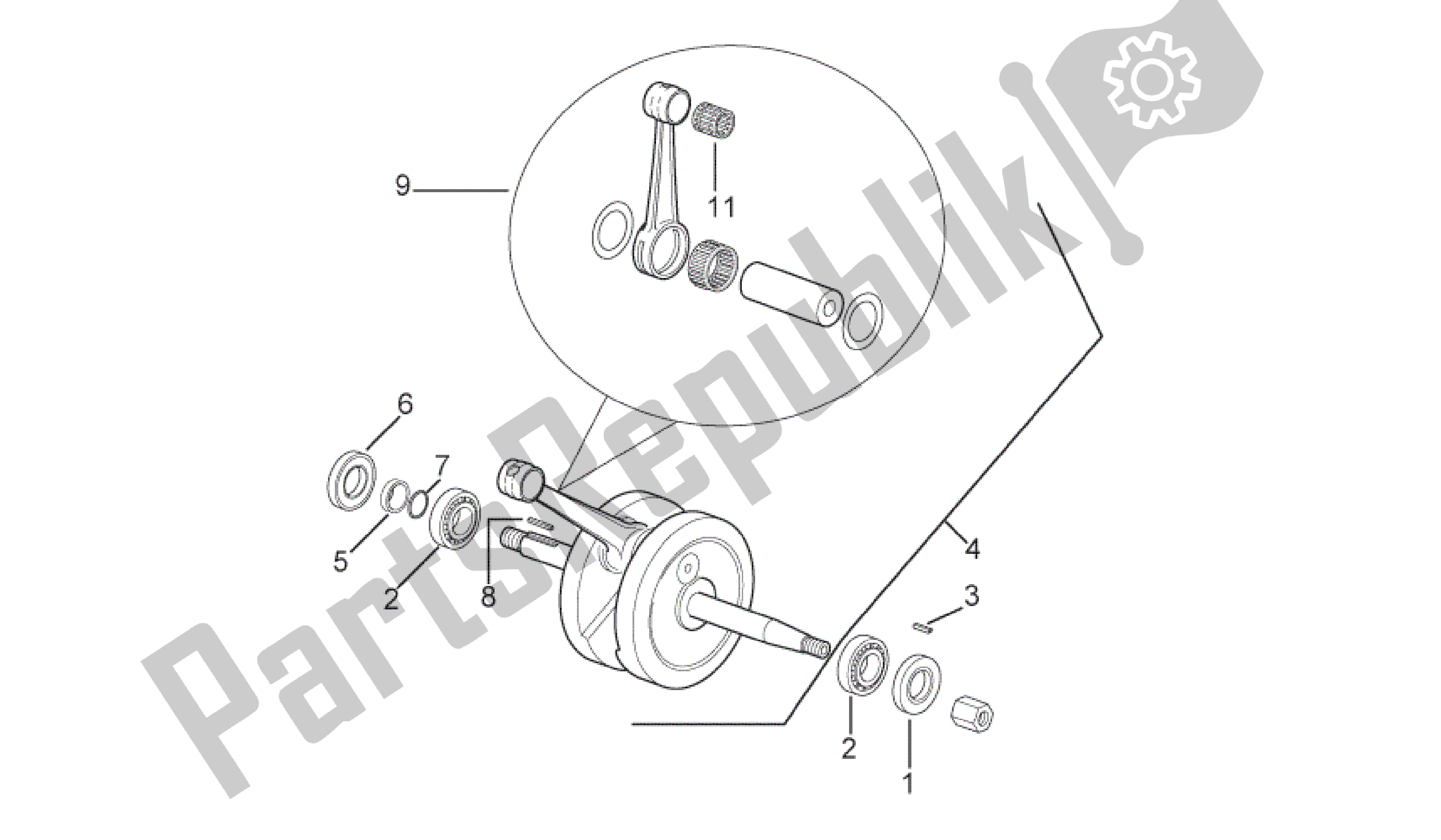 All parts for the Drive Shaft of the Aprilia RS 50 1993 - 1995