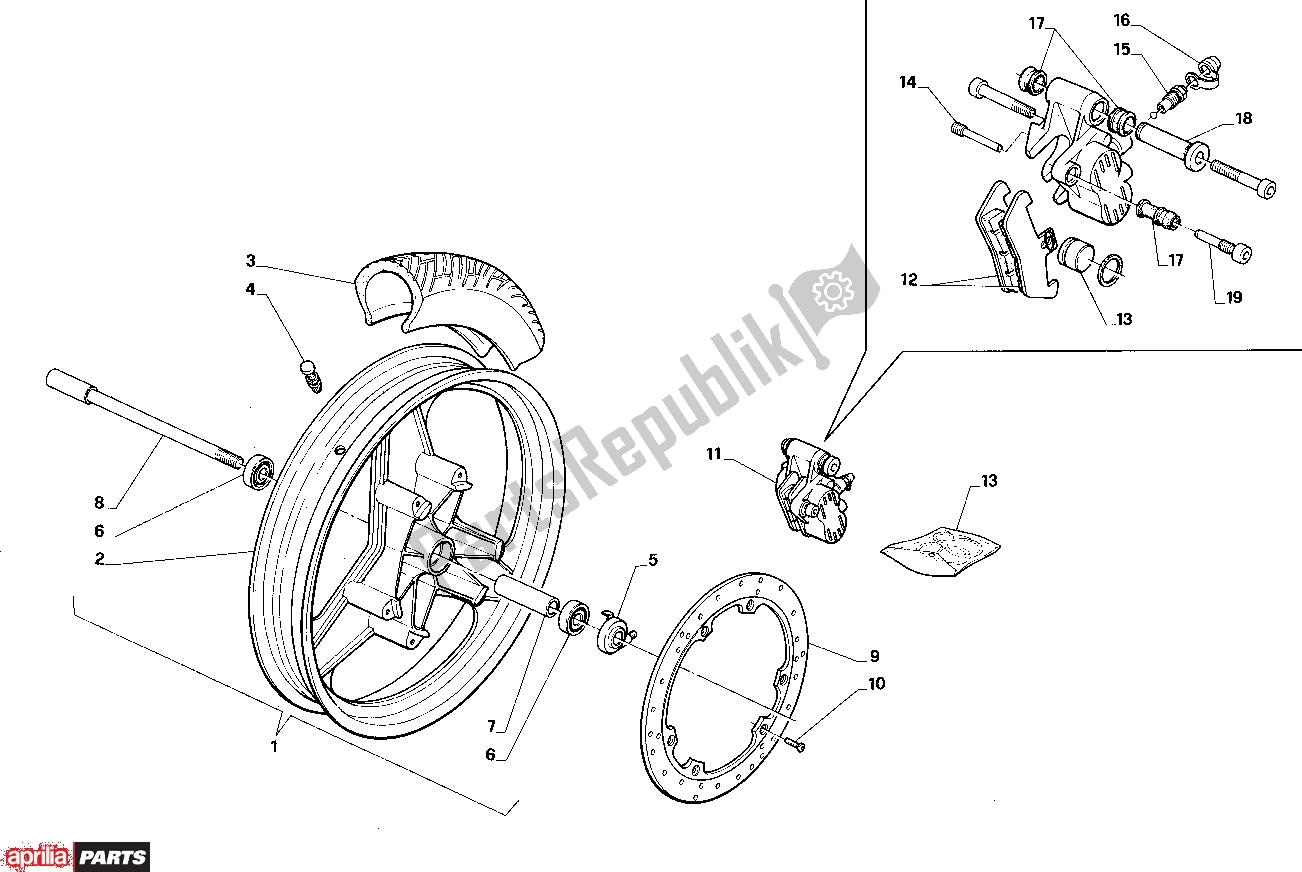 Wszystkie części do Front Wheel Aprilia AF1 304 125 1987