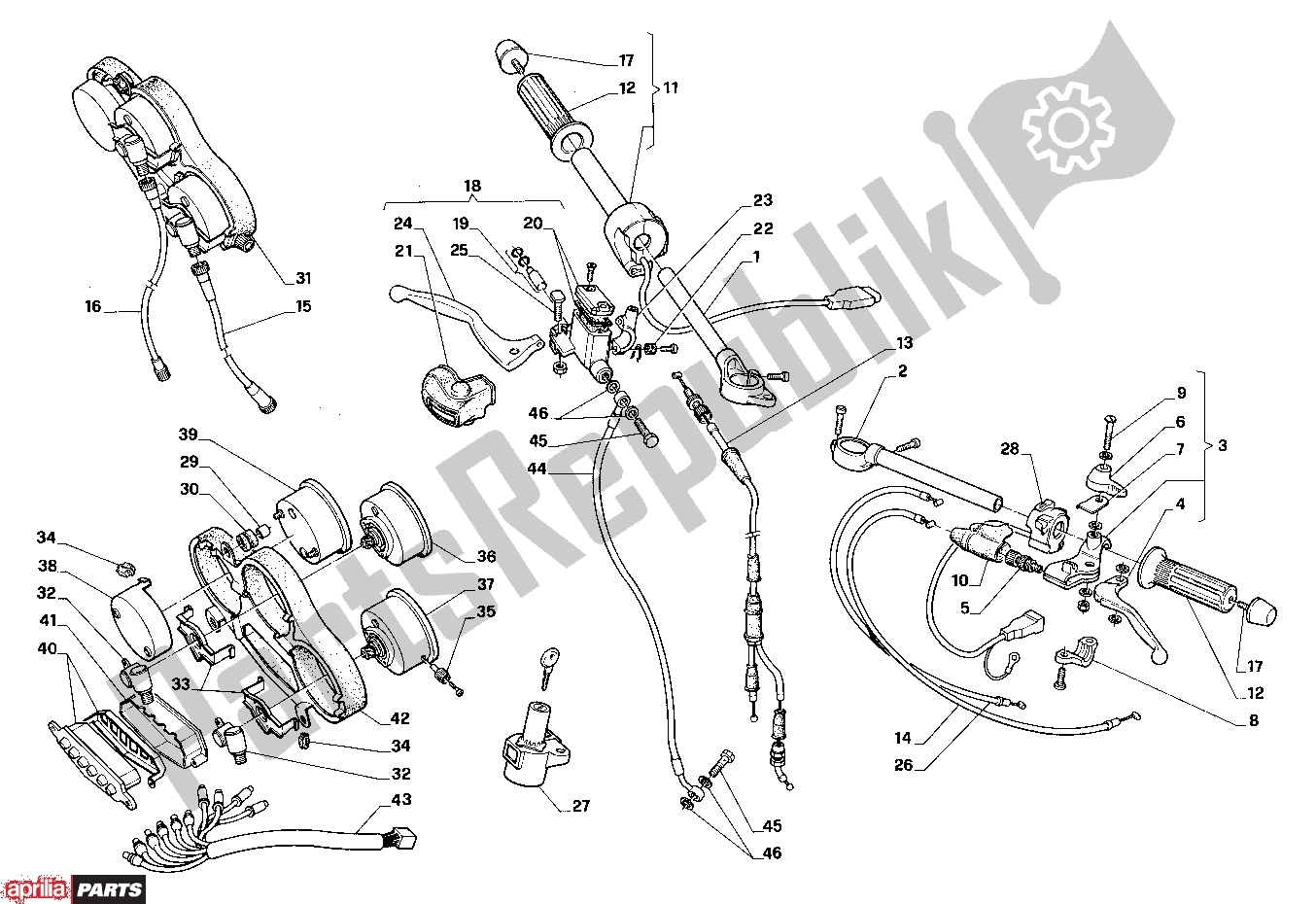 Toutes les pièces pour le Handle Bars du Aprilia AF1 304 125 1987