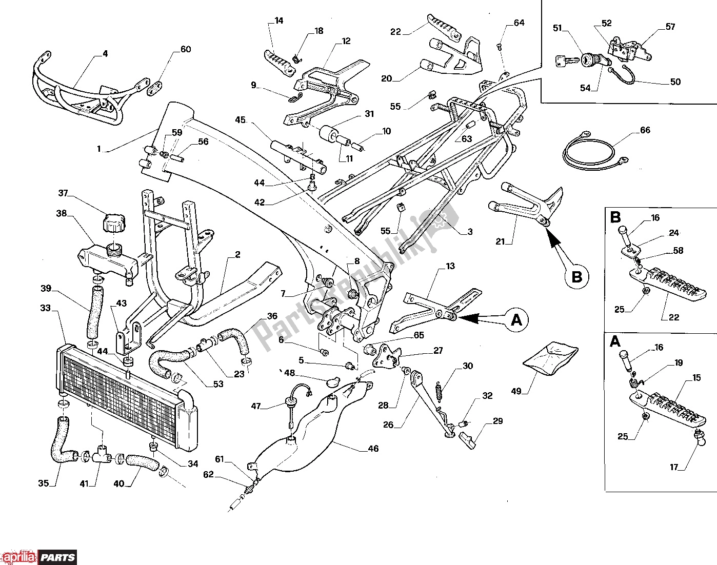 Alle onderdelen voor de Frame van de Aprilia AF1 312 125 1990 - 1995