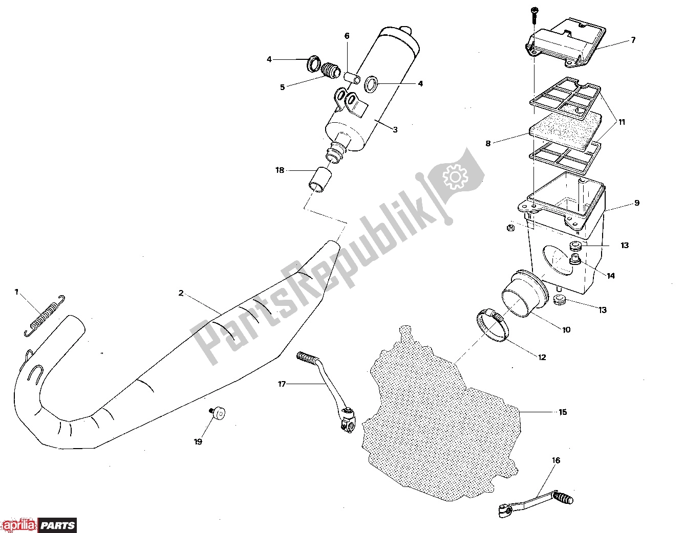 Alle Teile für das Exhaust des Aprilia AF1 303 50 1986 - 1988