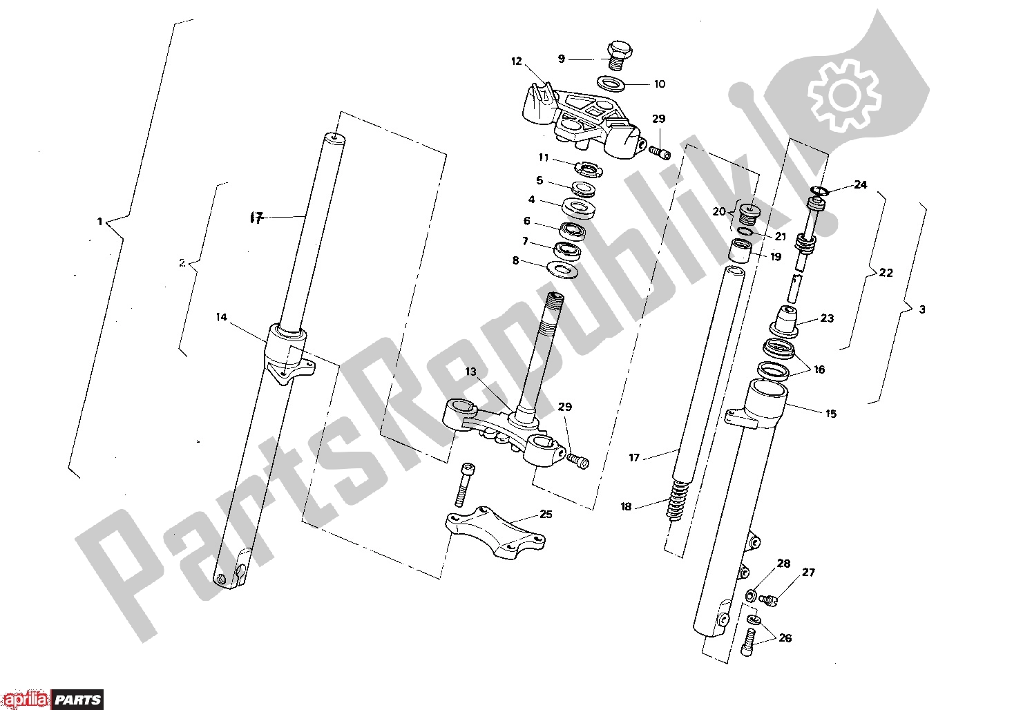 All parts for the Front Fork of the Aprilia AF1 303 50 1986 - 1988