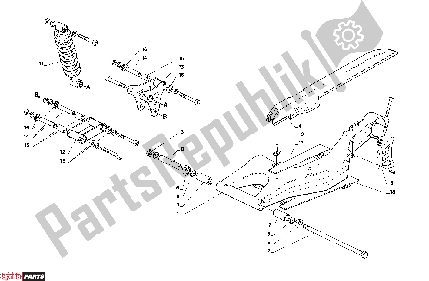 Wszystkie części do Rear Fork Aprilia AF1 308 50 1989