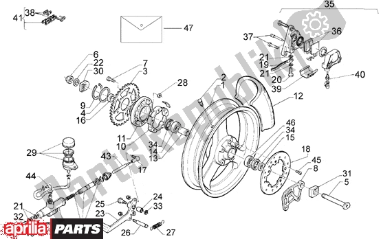 All parts for the Rear Wheel of the Aprilia AF1 308 50 1989