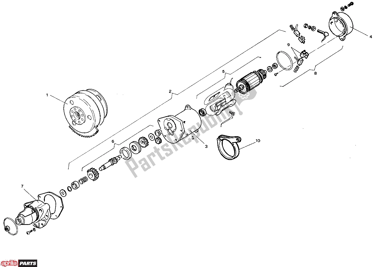 All parts for the Starter of the Aprilia AF1 308 50 1989