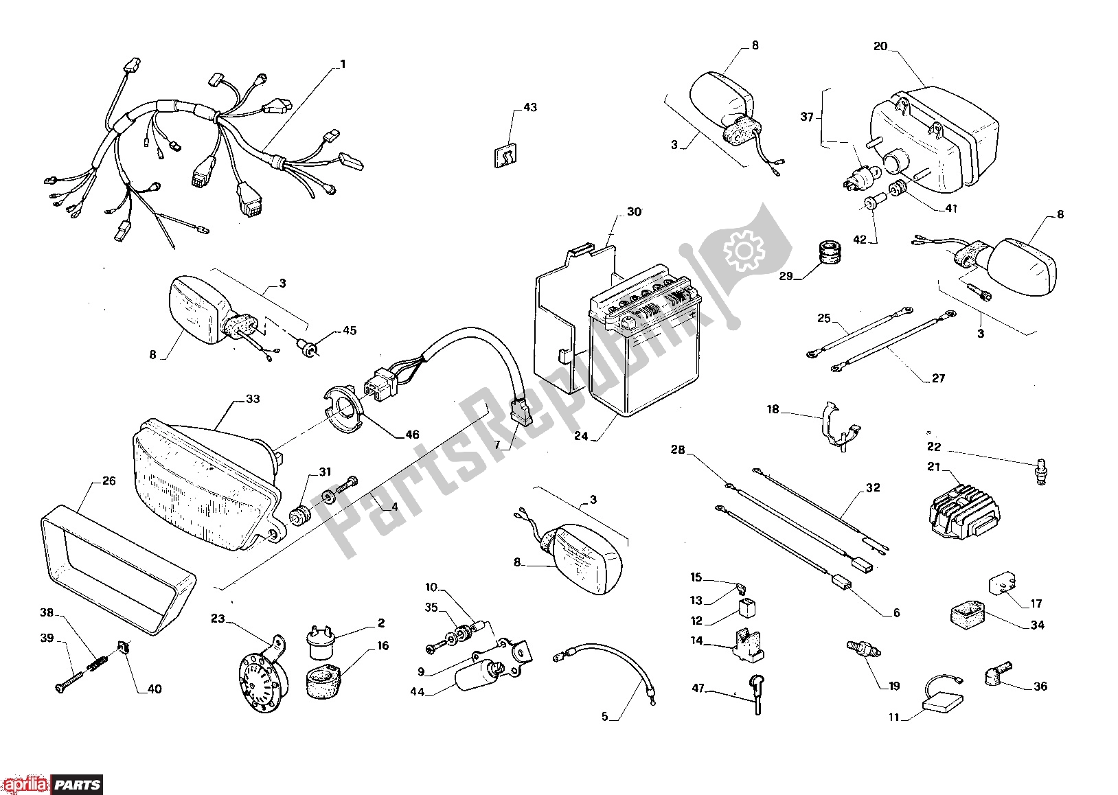 Todas las partes para Electrical System I de Aprilia AF1 Futura 316 125 1990 - 1992