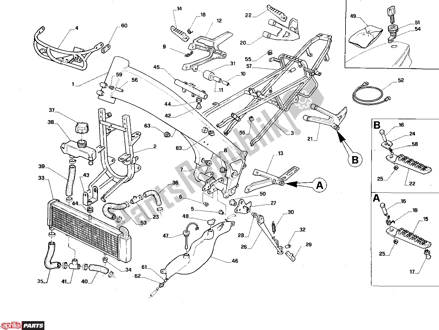 Tutte le parti per il Frame del Aprilia AF1 Futura 316 125 1990 - 1992