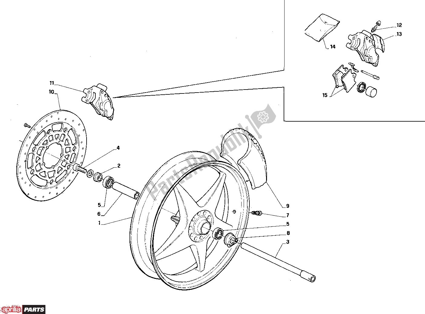 Tutte le parti per il Front Wheel del Aprilia AF1 Futura 316 125 1990 - 1992