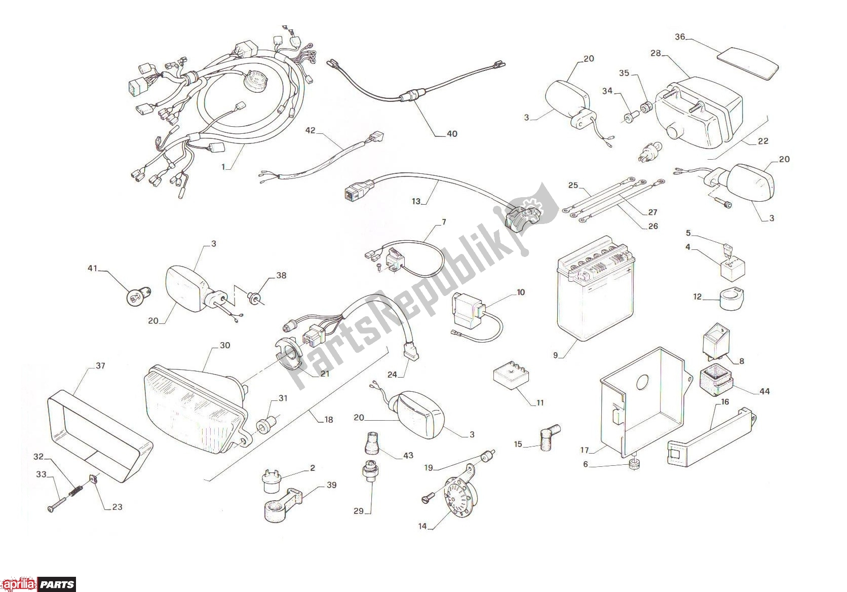 Alle onderdelen voor de Electric van de Aprilia AF1 Futura 321 50 1991 - 1992
