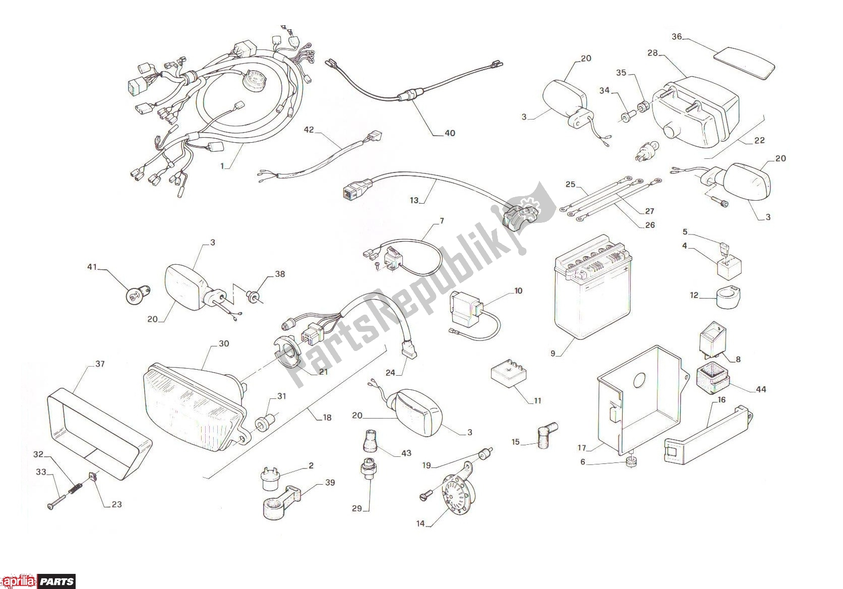 Todas as partes de Electric do Aprilia AF1 Futura 321 50 1991 - 1992