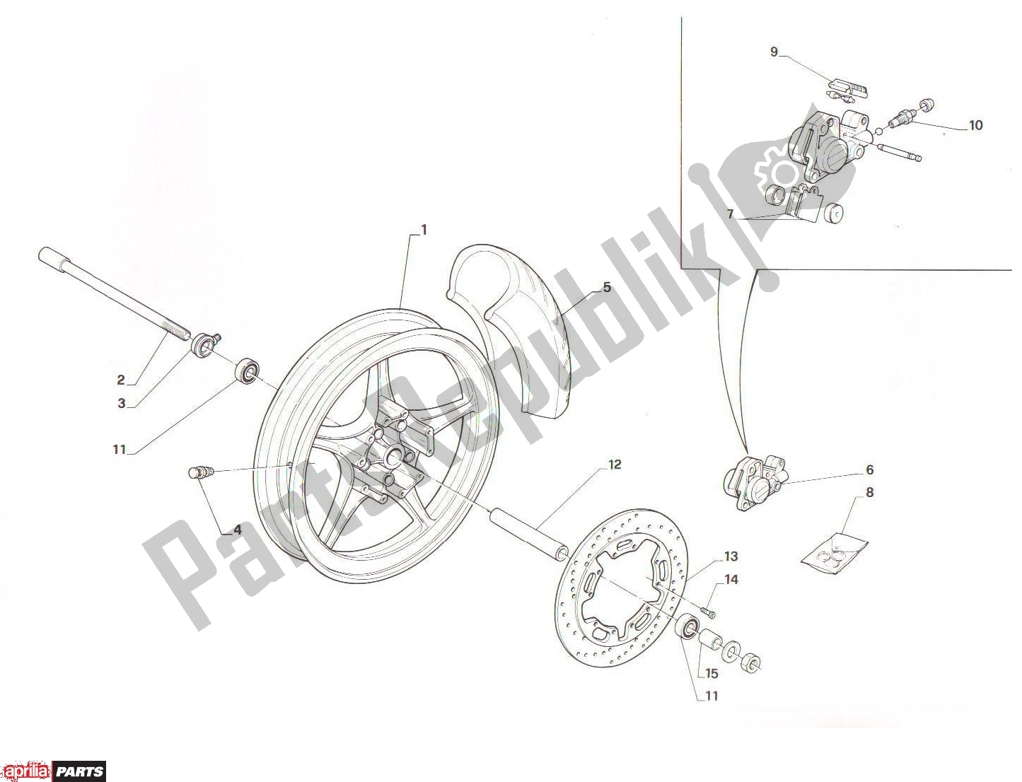 Tutte le parti per il Front Wheel del Aprilia AF1 Futura 321 50 1991 - 1992