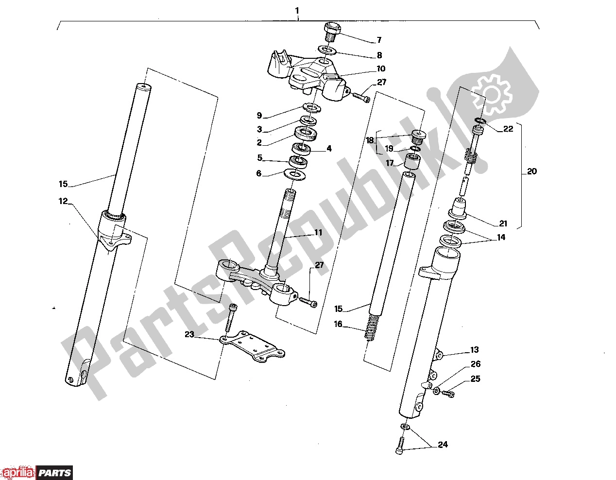 Todas as partes de Front Fork do Aprilia AF1 Project 108 306 50 1988