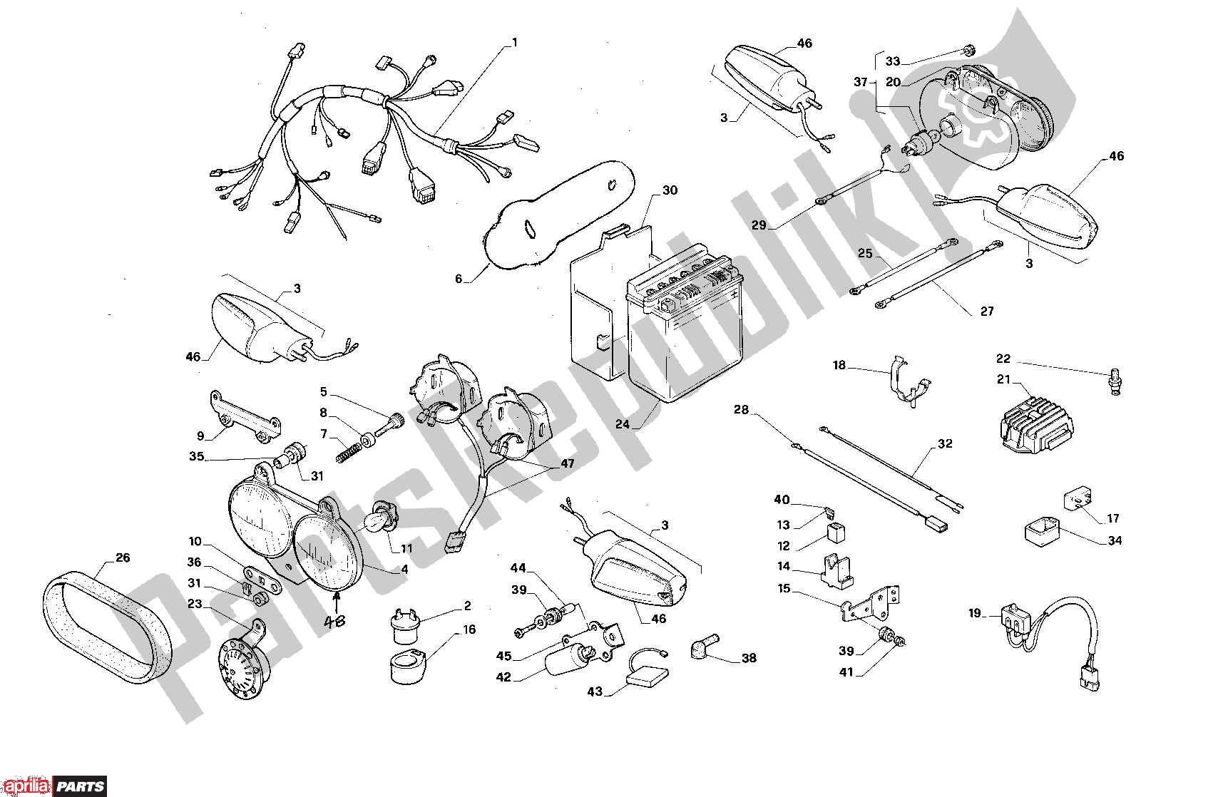 Toutes les pièces pour le Electric du Aprilia AF1 Replica/sintesi 307 125 1988