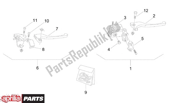 All parts for the Hoofdremcilinder Rechts of the Aprilia Amico 505 1996 - 1998