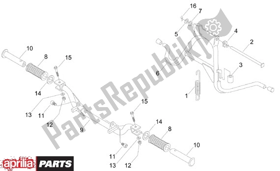 Tutte le parti per il Cavalletto Centrale del Aprilia Amico Gl-gle 3 50 1993 - 1995