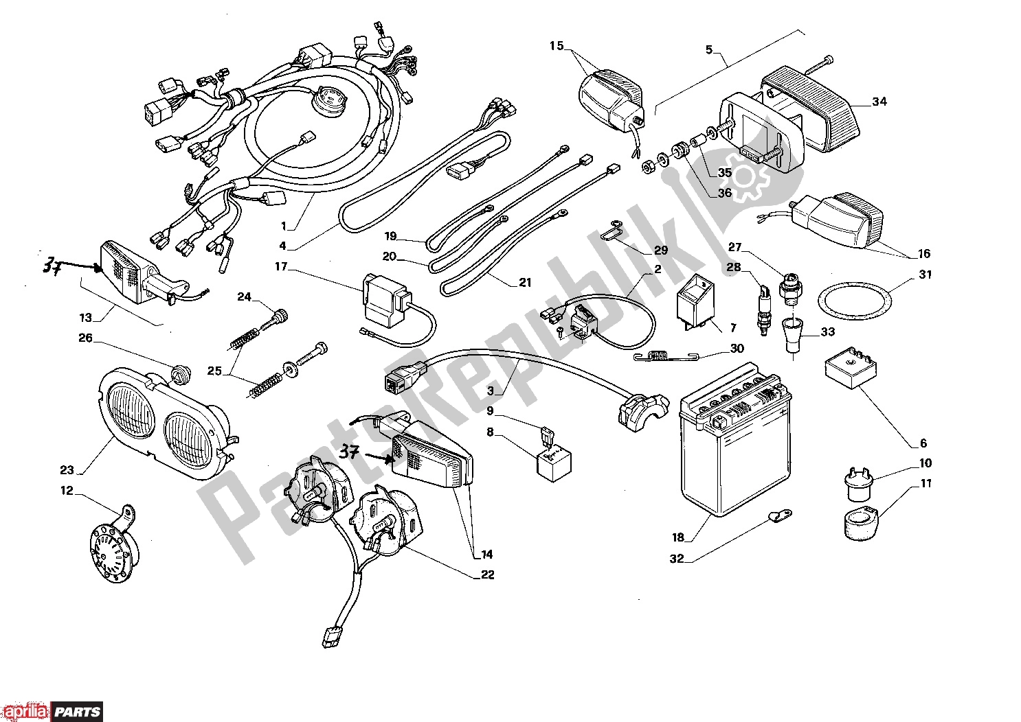 All parts for the Electric of the Aprilia Aprilia Tuareg Wind 209 50 1988