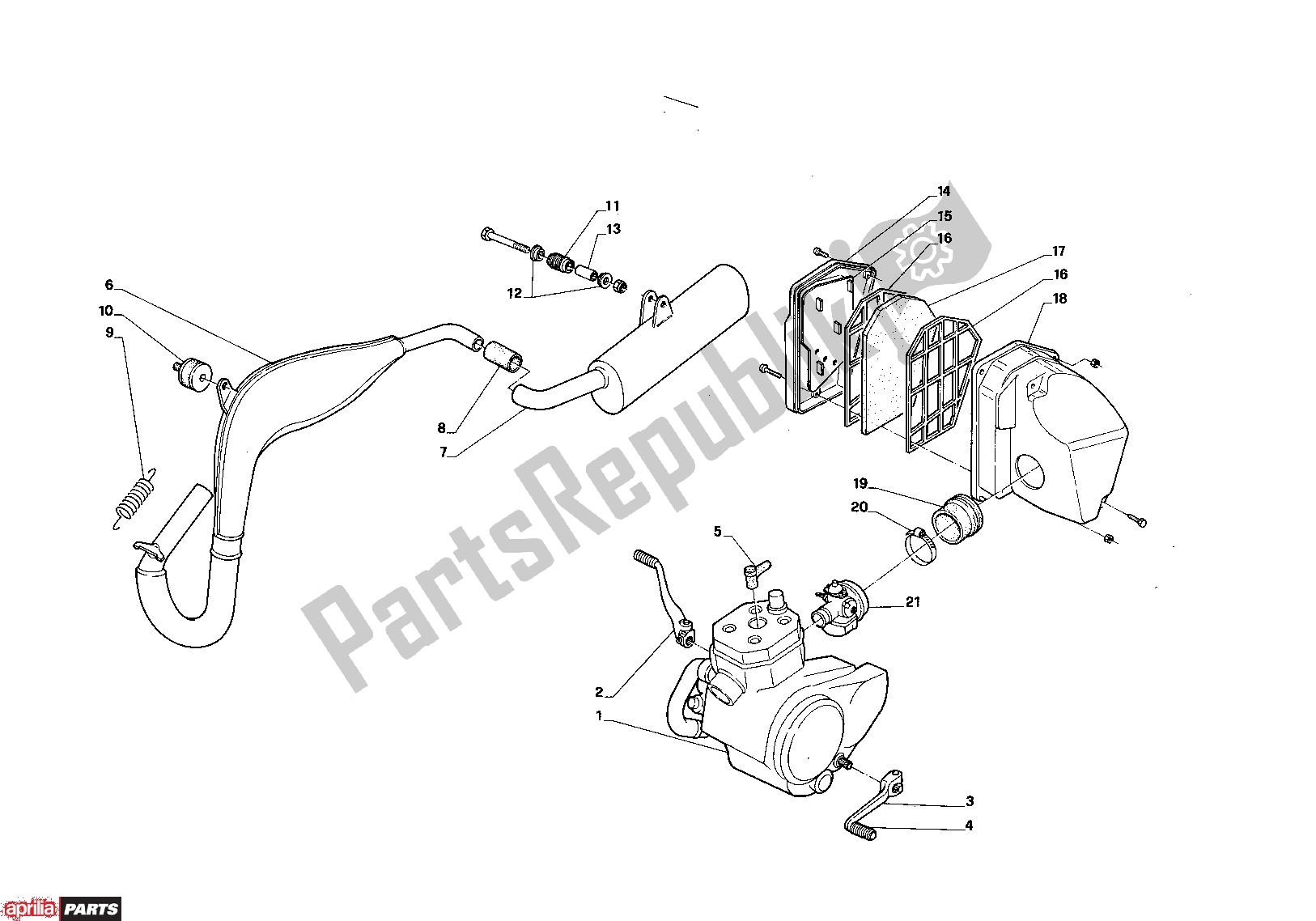 Alle Teile für das Exhaust des Aprilia Aprilia Tuareg Wind 209 50 1988