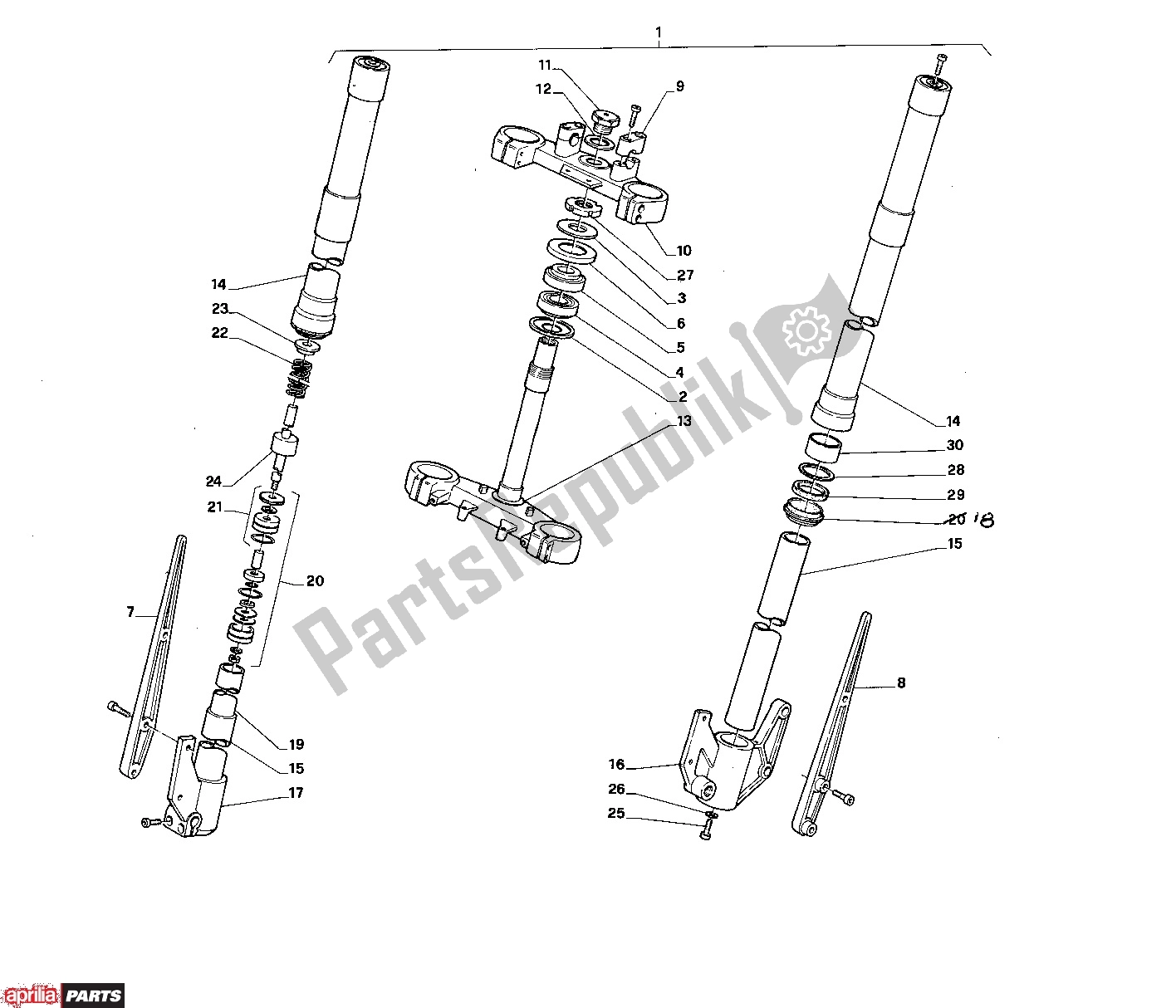 Alle Teile für das Front Fork des Aprilia Aprilia Tuareg Wind 209 50 1988