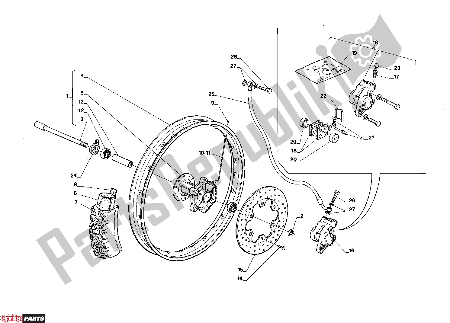 Alle onderdelen voor de Front Wheel van de Aprilia Aprilia Tuareg Wind 209 50 1988