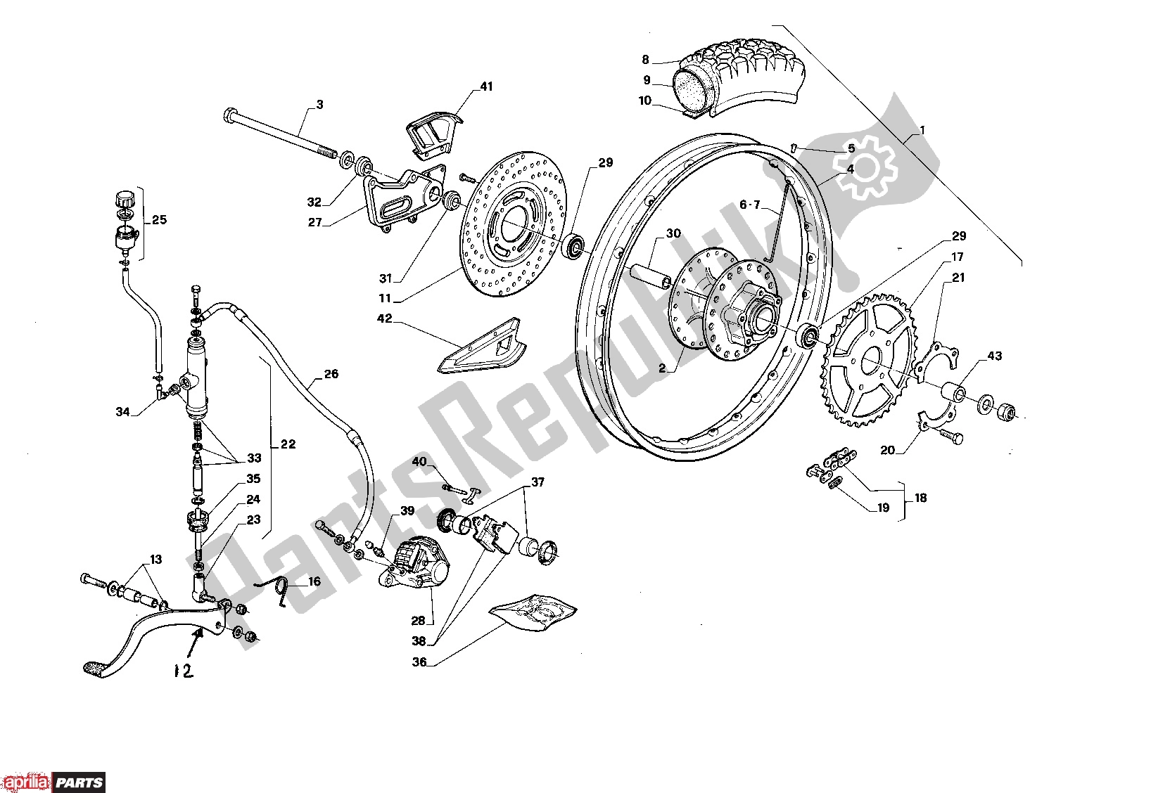 Alle Teile für das Rear Wheel des Aprilia Aprilia Tuareg Wind 209 50 1988