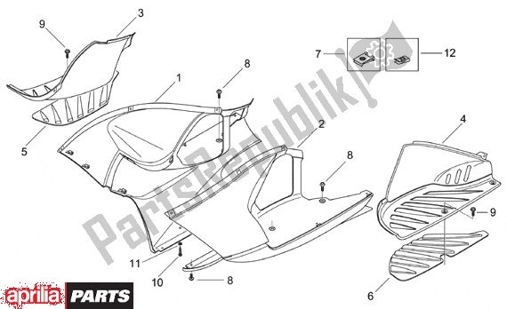 All parts for the Central Body Iii of the Aprilia Area 51 520 50 1998 - 2000
