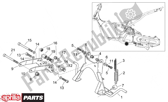 All parts for the Central Stand Engine Connecting of the Aprilia Area 51 520 50 1998 - 2000