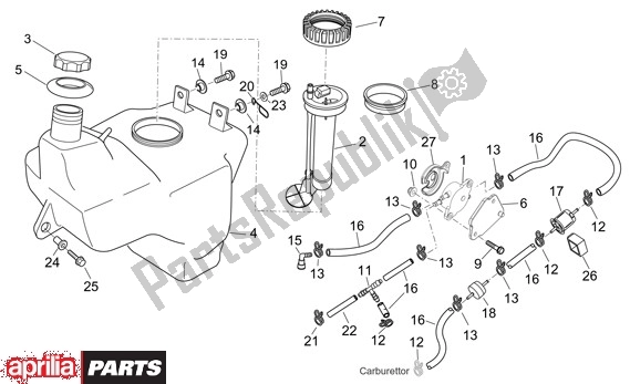 Tutte le parti per il Sede Del Serbatoio Del Carburante del Aprilia Atlantic 125-200-250 664 2003 - 2005