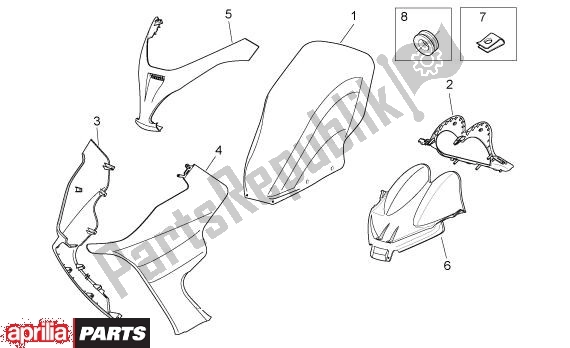 Todas as partes de Voorscherm do Aprilia Atlantic 125-200-250 664 2003 - 2005