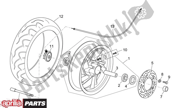 Alle onderdelen voor de Voorwiel van de Aprilia Atlantic 125-200-250 664 2003 - 2005