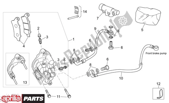 All parts for the Voorwielremklauw of the Aprilia Atlantic 125-200-250 664 2003 - 2005