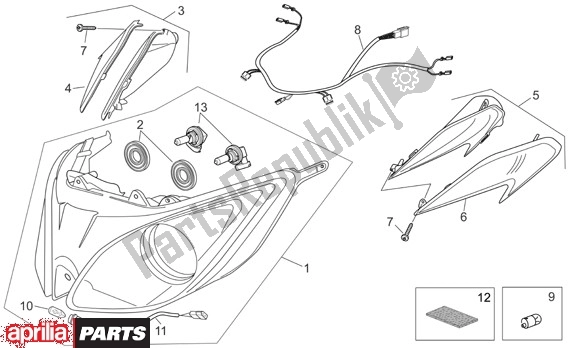 All parts for the Headlight of the Aprilia Atlantic 125-250 EU3 31 2006