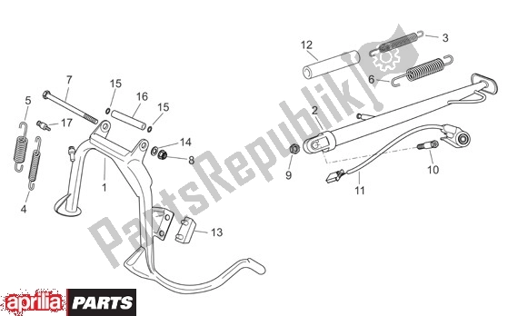 All parts for the Center Stand of the Aprilia Atlantic 125-250 EU3 31 2006