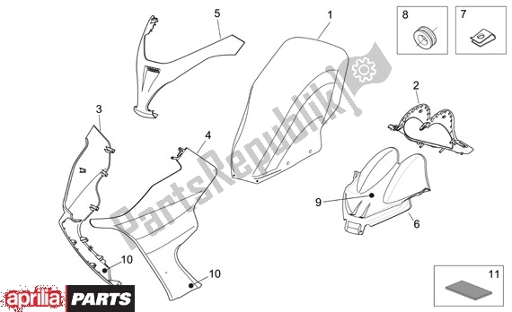 Tutte le parti per il Voorscherm del Aprilia Atlantic 125-250 EU3 31 2006