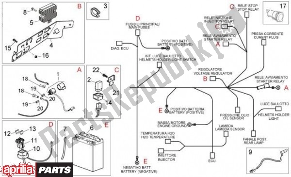 Tutte le parti per il Elektrische Installatie del Aprilia Atlantic 67 300 2010 - 2011