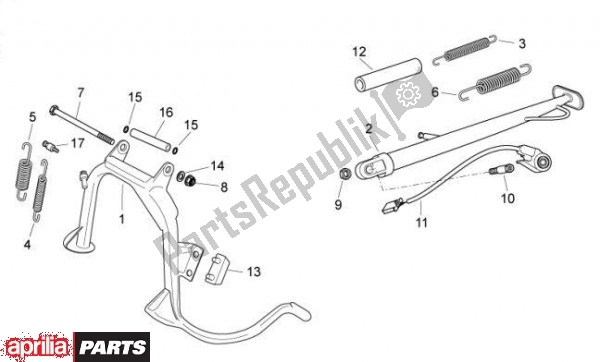 Tutte le parti per il Cavalletto Centrale del Aprilia Atlantic 67 300 2010 - 2011