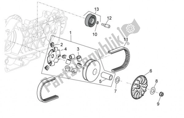 All parts for the Primaire Poelie of the Aprilia Atlantic 67 300 2010 - 2011