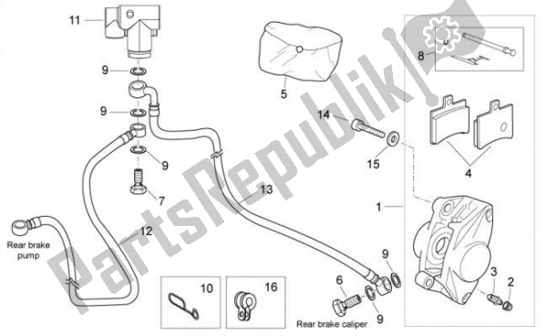 Todas as partes de Sistema De Freio Traseiro do Aprilia Atlantic 67 300 2010 - 2011