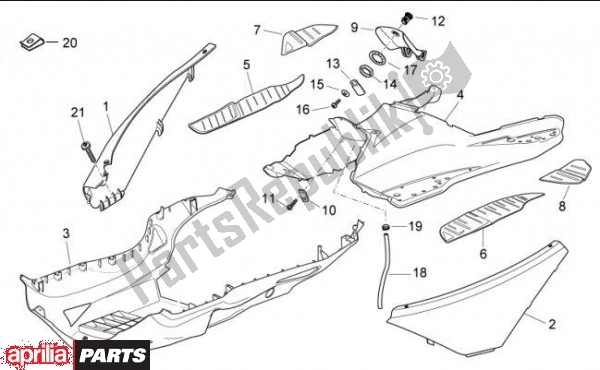 Todas as partes de Voetruimteafdekking do Aprilia Atlantic 67 300 2010 - 2011