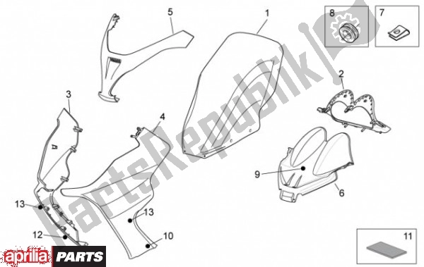 Alle onderdelen voor de Voorscherm van de Aprilia Atlantic 67 300 2010 - 2011