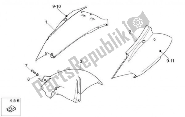 All parts for the Zijbeplating of the Aprilia Atlantic 67 300 2010 - 2011