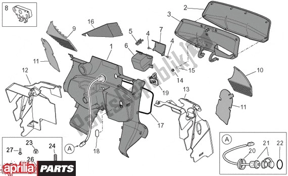 Todas las partes para Beenschild Binnenzijde de Aprilia Atlantic 680 500 2001 - 2004