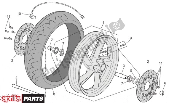 Wszystkie części do Przednie Ko? O Aprilia Atlantic 680 500 2001 - 2004