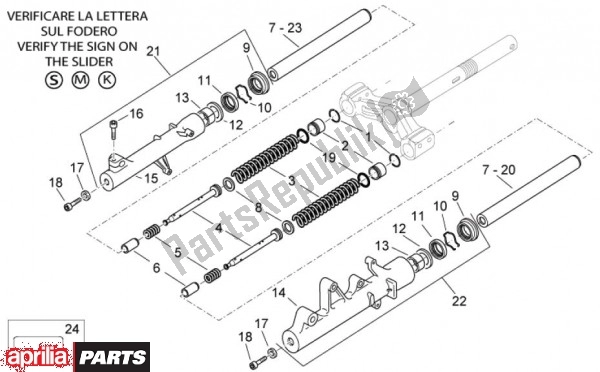 Todas las partes para Bestanddeelen Voorvork K de Aprilia Atlantic EU3 68 125 2010 - 2011