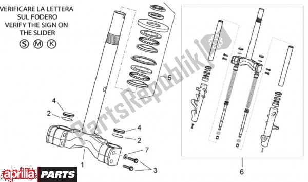 All parts for the Voorvork S of the Aprilia Atlantic EU3 68 125 2010 - 2011