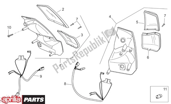 Alle Teile für das Rücklicht des Aprilia Atlantic Sprint 400-500 682 2005 - 2007